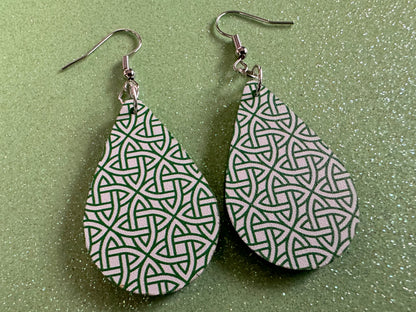 Celtic Knot Earrings: Laser Cut Acrylic Celtic Knots, Irish, Ireland, Green, Pagan, Paganism, Triquetra, Best Gifts for Her/Him/Them