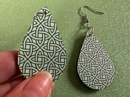 Celtic Knot Earrings: Laser Cut Acrylic Celtic Knots, Irish, Ireland, Green, Pagan, Paganism, Triquetra, Best Gifts for Her/Him/Them