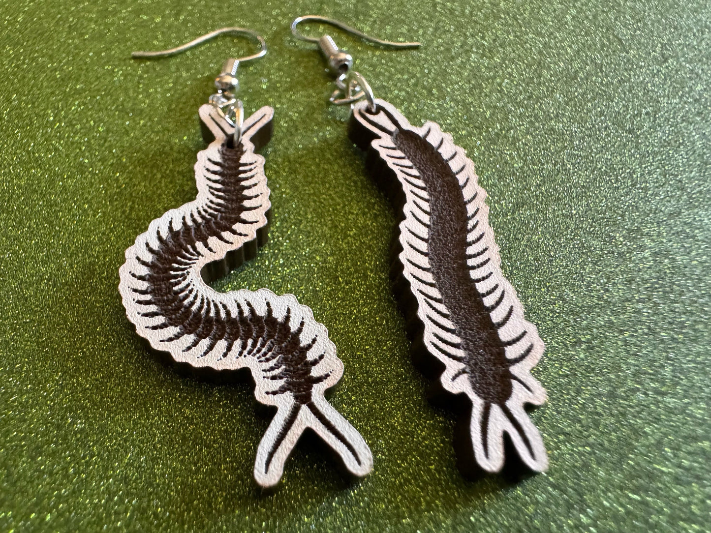 Centipede Earrings: Laser Cut Acrylic Centipedes, Bugs, Insects, Entomology, Novelty Costume Jewelry, Gag Gift, Best Gifts for Her/Him/Them