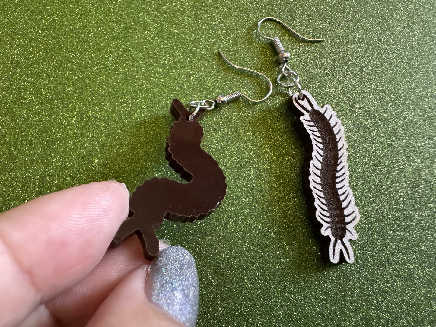 Centipede Earrings: Laser Cut Acrylic Centipedes, Bugs, Insects, Entomology, Novelty Costume Jewelry, Gag Gift, Best Gifts for Her/Him/Them
