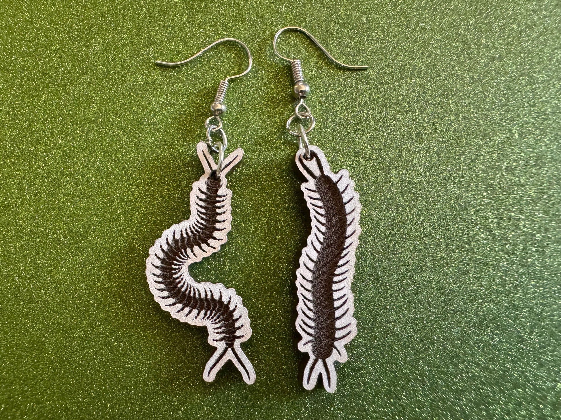 Centipede Earrings: Laser Cut Acrylic Centipedes, Bugs, Insects, Entomology, Novelty Costume Jewelry, Gag Gift, Best Gifts for Her/Him/Them