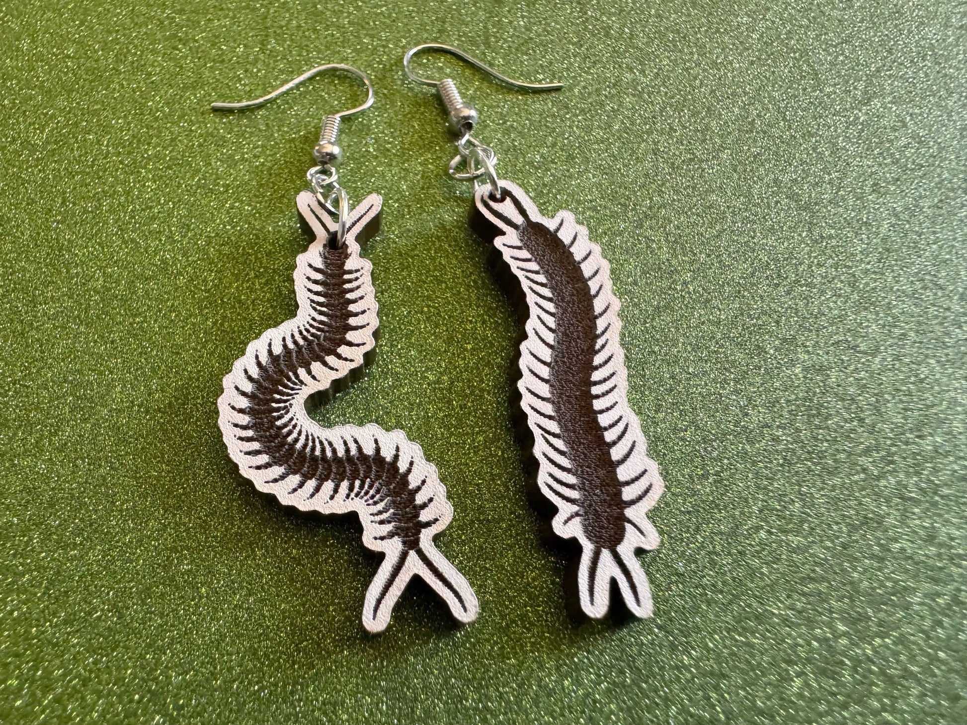 Centipede Earrings: Laser Cut Acrylic Centipedes, Bugs, Insects, Entomology, Novelty Costume Jewelry, Gag Gift, Best Gifts for Her/Him/Them