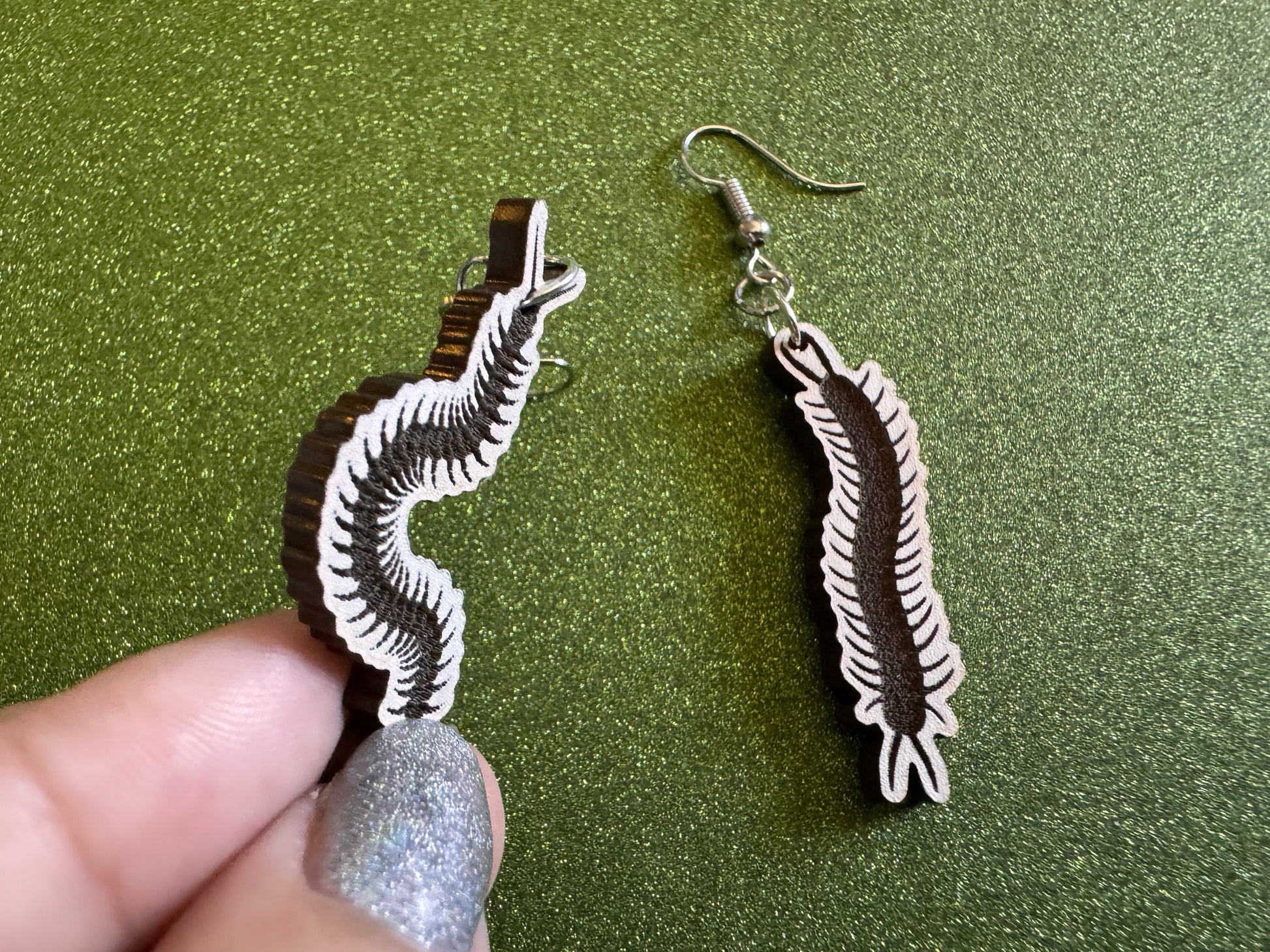 Centipede Earrings: Laser Cut Acrylic Centipedes, Bugs, Insects, Entomology, Novelty Costume Jewelry, Gag Gift, Best Gifts for Her/Him/Them