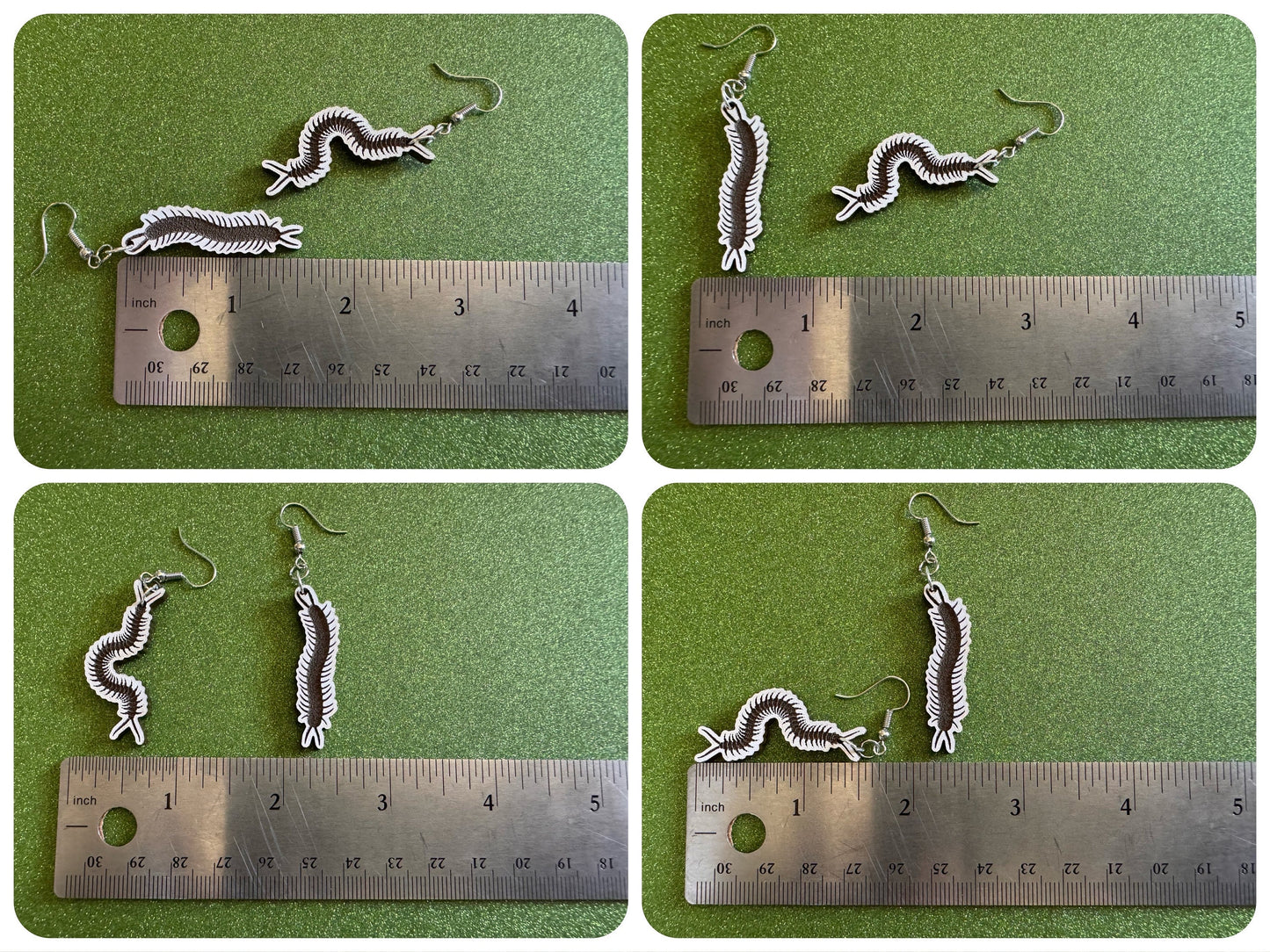 Centipede Earrings: Laser Cut Acrylic Centipedes, Bugs, Insects, Entomology, Novelty Costume Jewelry, Gag Gift, Best Gifts for Her/Him/Them