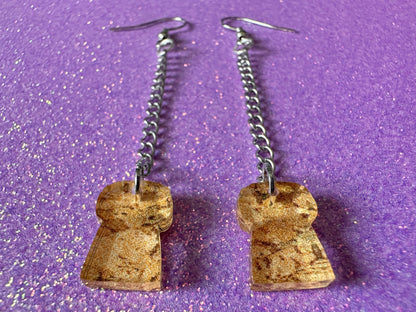 Champagne Cork Earrings: Laser Cut Acrylic Champagne Corks, NYE, New Year's Eve Party, Great Gatsby, Alcohol, Best Gifts for Her/Him/Them
