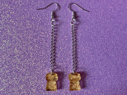 Champagne Cork Earrings: Laser Cut Acrylic Champagne Corks, NYE, New Year's Eve Party, Great Gatsby, Alcohol, Best Gifts for Her/Him/Them
