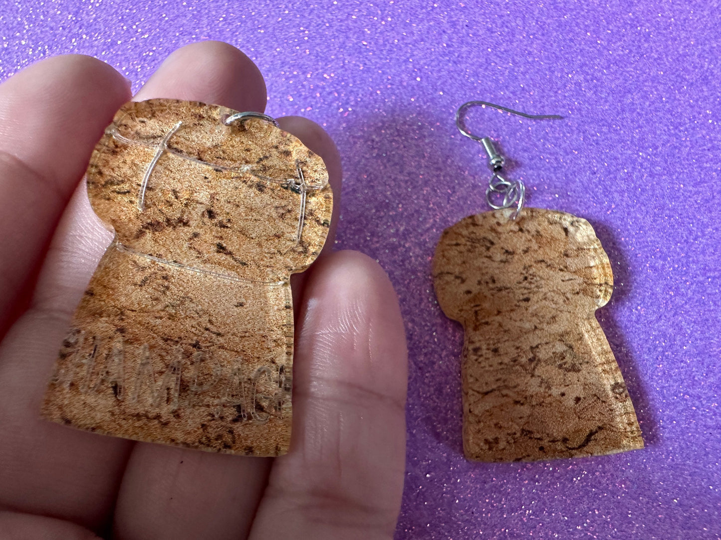 Champagne Cork Earrings: Laser Cut Acrylic Champagne Corks, NYE, New Year's Eve Party, Great Gatsby, Alcohol, Best Gifts for Her/Him/Them
