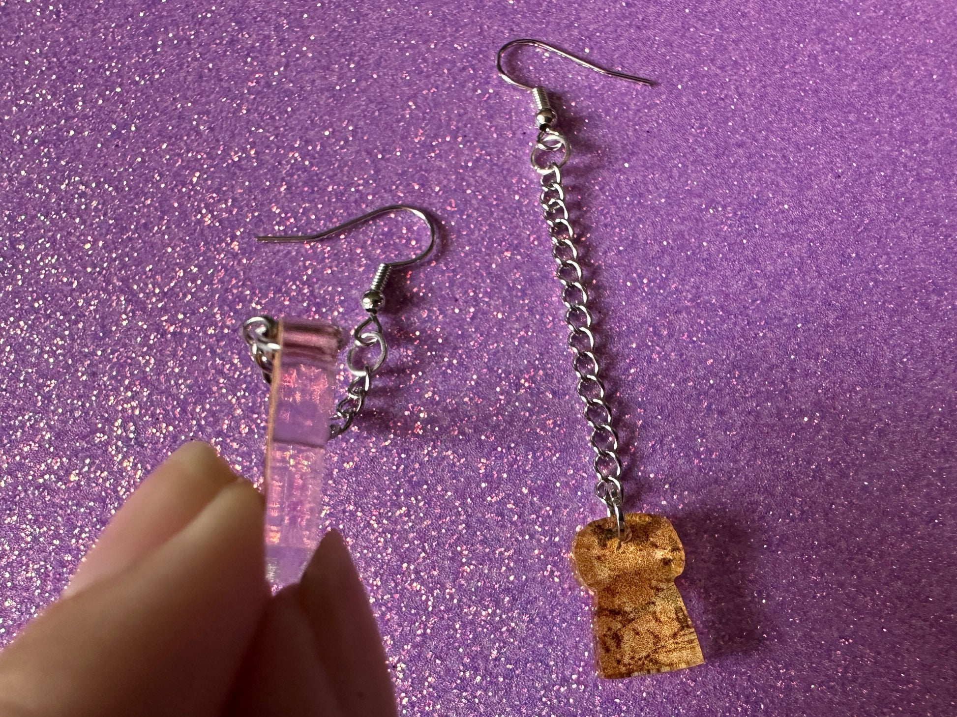 Champagne Cork Earrings: Laser Cut Acrylic Champagne Corks, NYE, New Year's Eve Party, Great Gatsby, Alcohol, Best Gifts for Her/Him/Them