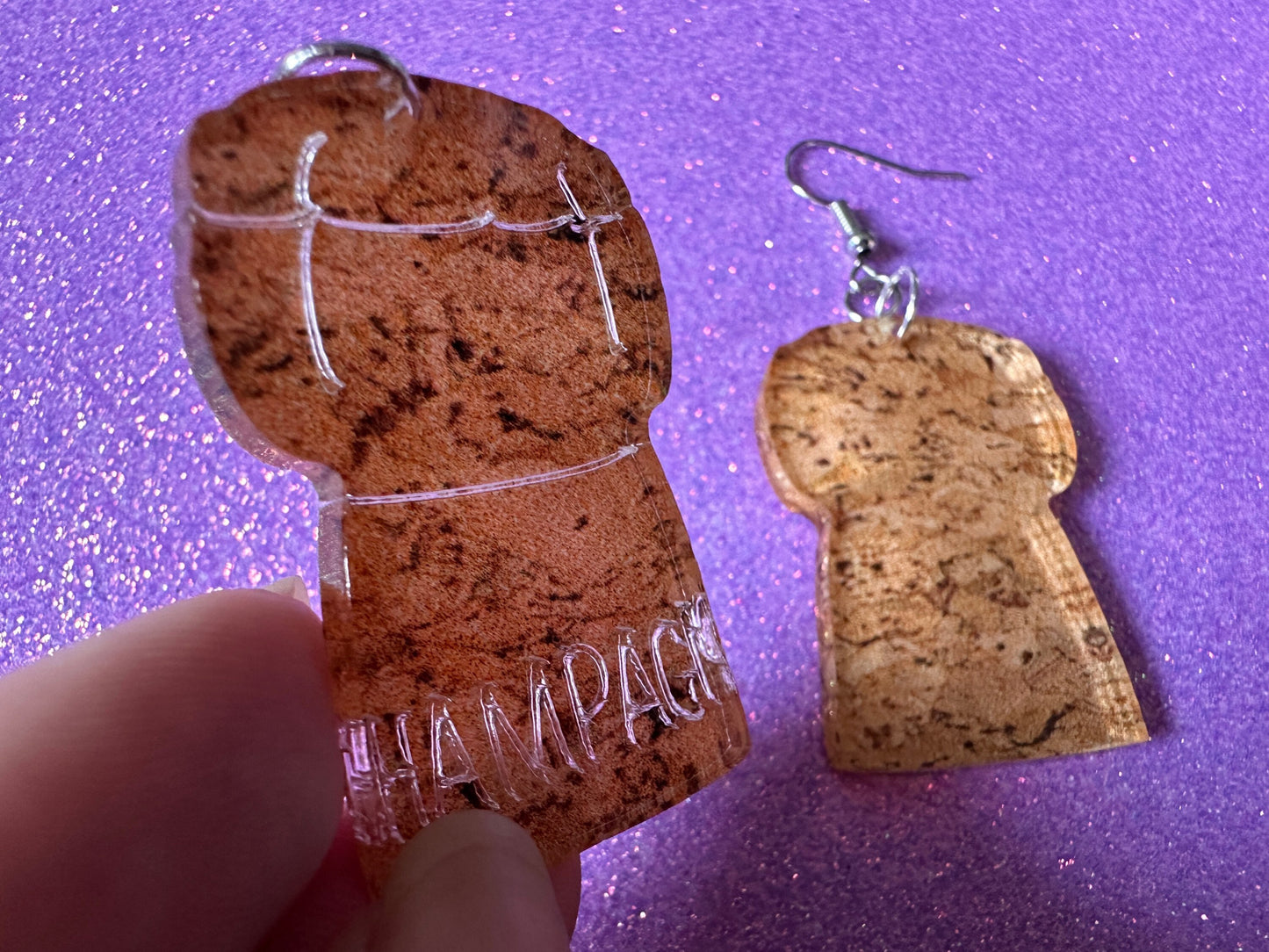 Champagne Cork Earrings: Laser Cut Acrylic Champagne Corks, NYE, New Year's Eve Party, Great Gatsby, Alcohol, Best Gifts for Her/Him/Them