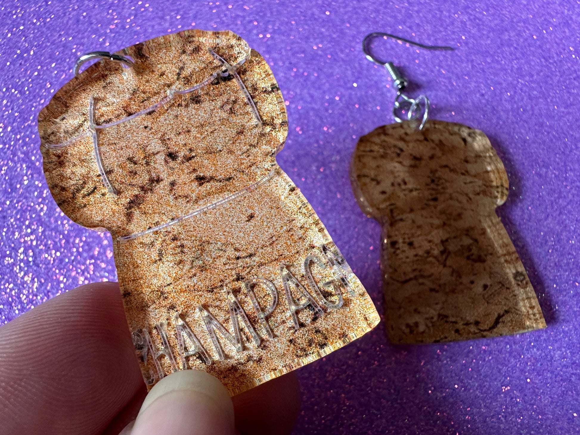 Champagne Cork Earrings: Laser Cut Acrylic Champagne Corks, NYE, New Year's Eve Party, Great Gatsby, Alcohol, Best Gifts for Her/Him/Them