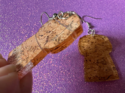 Champagne Cork Earrings: Laser Cut Acrylic Champagne Corks, NYE, New Year's Eve Party, Great Gatsby, Alcohol, Best Gifts for Her/Him/Them