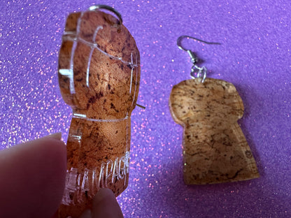Champagne Cork Earrings: Laser Cut Acrylic Champagne Corks, NYE, New Year's Eve Party, Great Gatsby, Alcohol, Best Gifts for Her/Him/Them