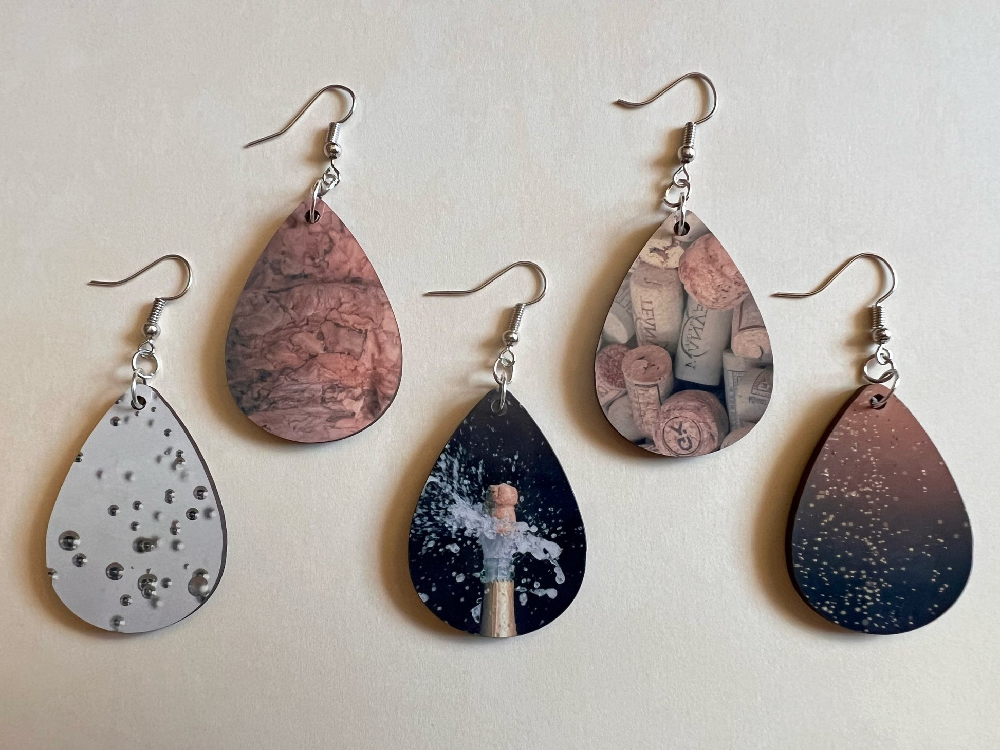 Champagne Earrings: Champagne Bubbles, Bubbly, Cork, Sublimated, Best Gifts for Her/Him/Them
