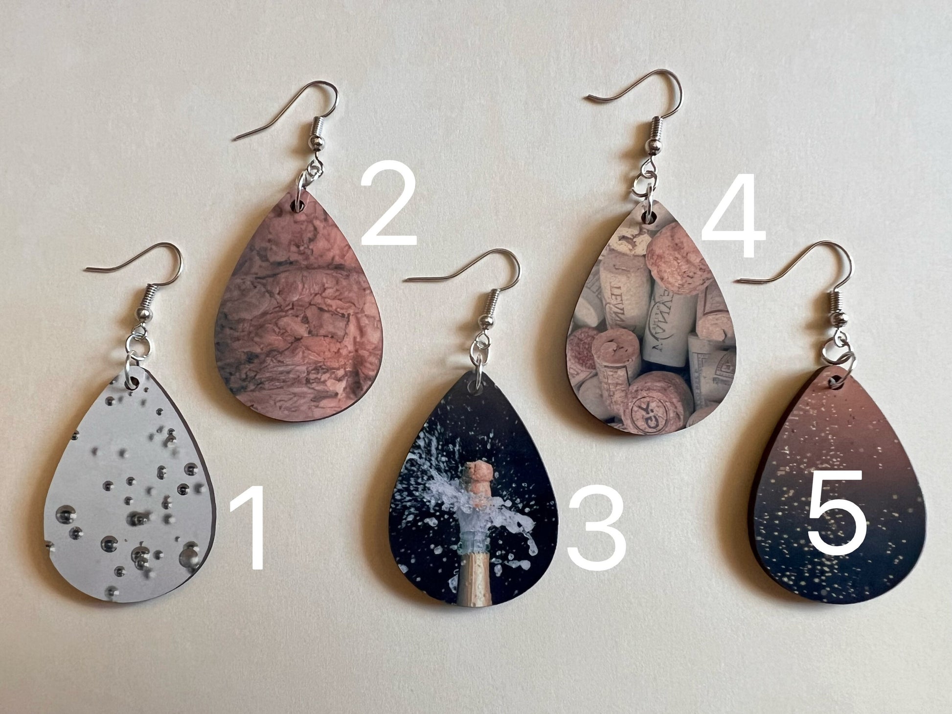 Champagne Earrings: Champagne Bubbles, Bubbly, Cork, Sublimated, Best Gifts for Her/Him/Them