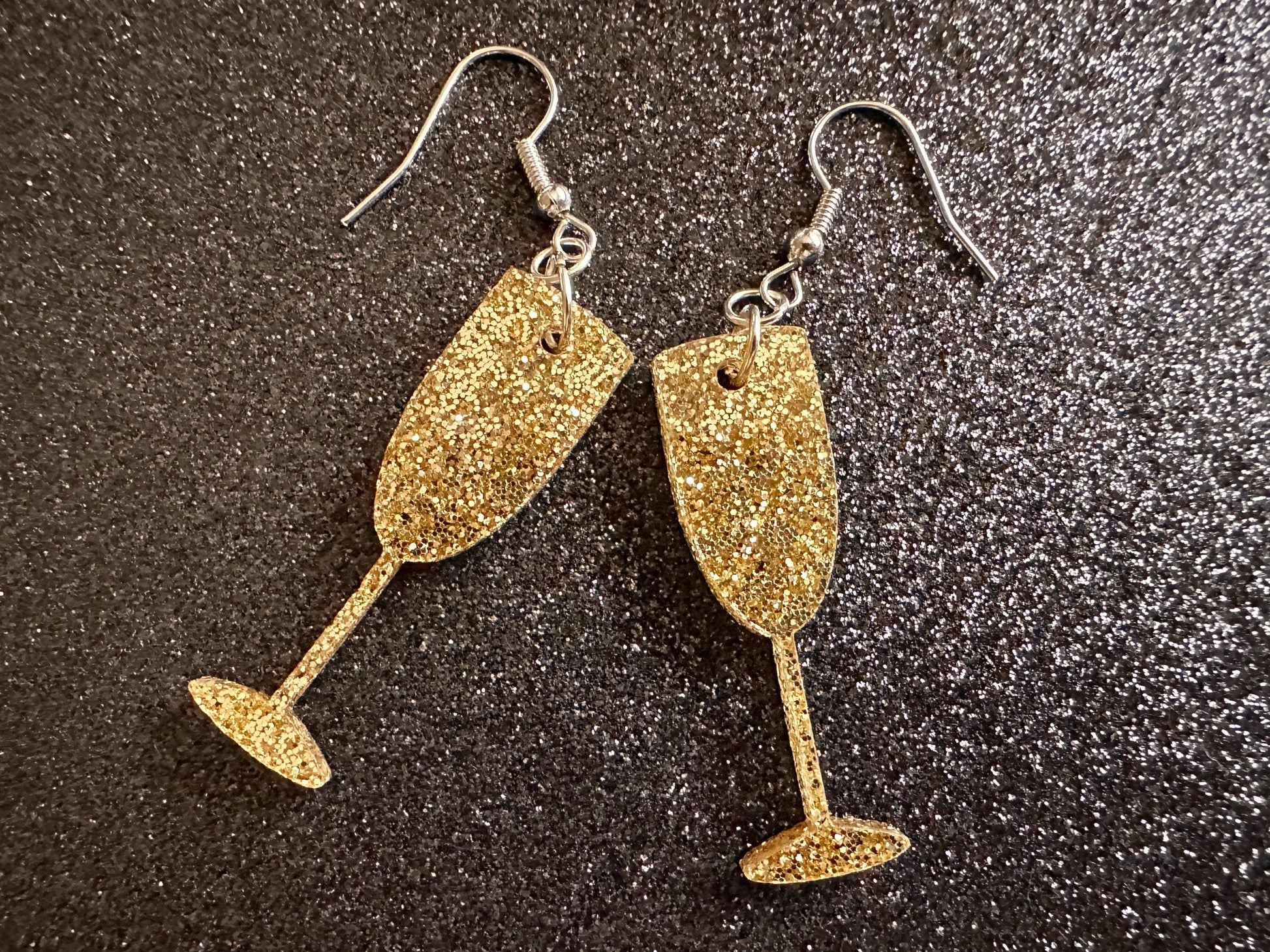 Champagne Earrings: Laser Cut Acrylic Champagne Glasses, NYE, Bling, New Year's Eve Party, Great Gatsby, Alcohol, Gifts for Her/Him/Them