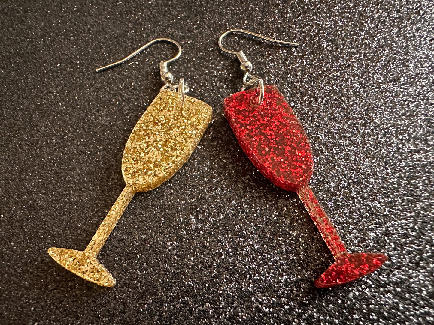Champagne Earrings: Laser Cut Acrylic Champagne Glasses, NYE, Bling, New Year's Eve Party, Great Gatsby, Alcohol, Gifts for Her/Him/Them