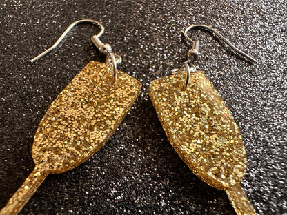 Champagne Earrings: Laser Cut Acrylic Champagne Glasses, NYE, Bling, New Year's Eve Party, Great Gatsby, Alcohol, Gifts for Her/Him/Them