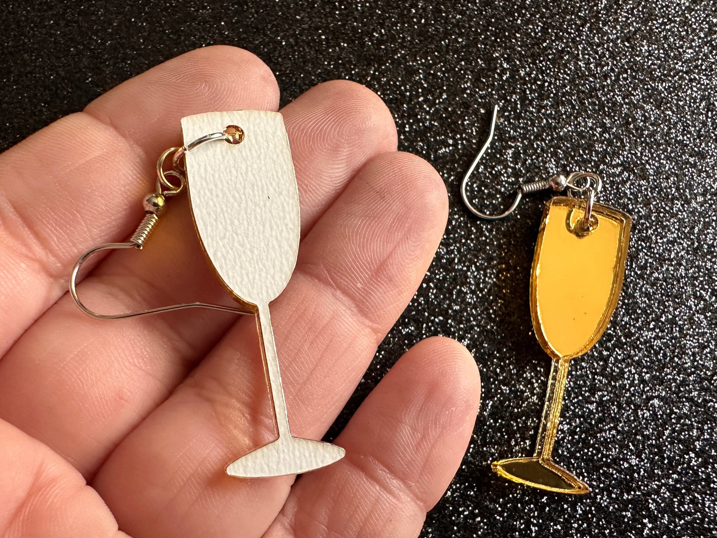 Champagne Earrings: Laser Cut Acrylic Champagne Glasses, NYE, Bling, New Year's Eve Party, Great Gatsby, Alcohol, Gifts for Her/Him/Them
