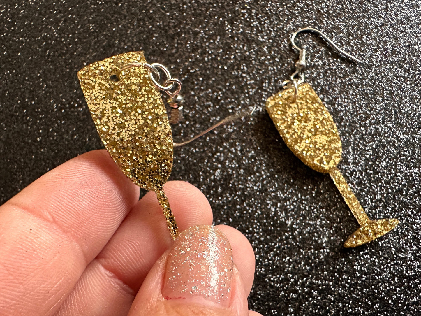 Champagne Earrings: Laser Cut Acrylic Champagne Glasses, NYE, Bling, New Year's Eve Party, Great Gatsby, Alcohol, Gifts for Her/Him/Them