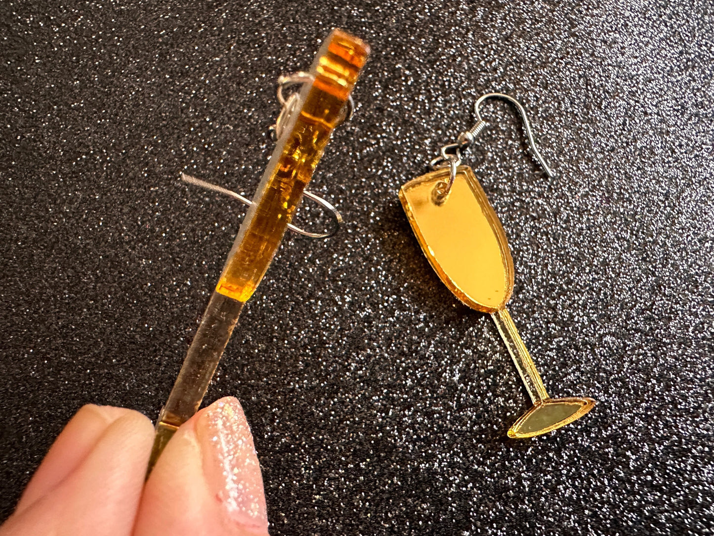Champagne Earrings: Laser Cut Acrylic Champagne Glasses, NYE, Bling, New Year's Eve Party, Great Gatsby, Alcohol, Gifts for Her/Him/Them