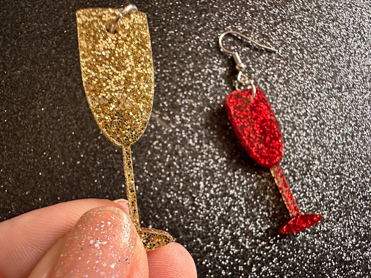 Champagne Earrings: Laser Cut Acrylic Champagne Glasses, NYE, Bling, New Year's Eve Party, Great Gatsby, Alcohol, Gifts for Her/Him/Them