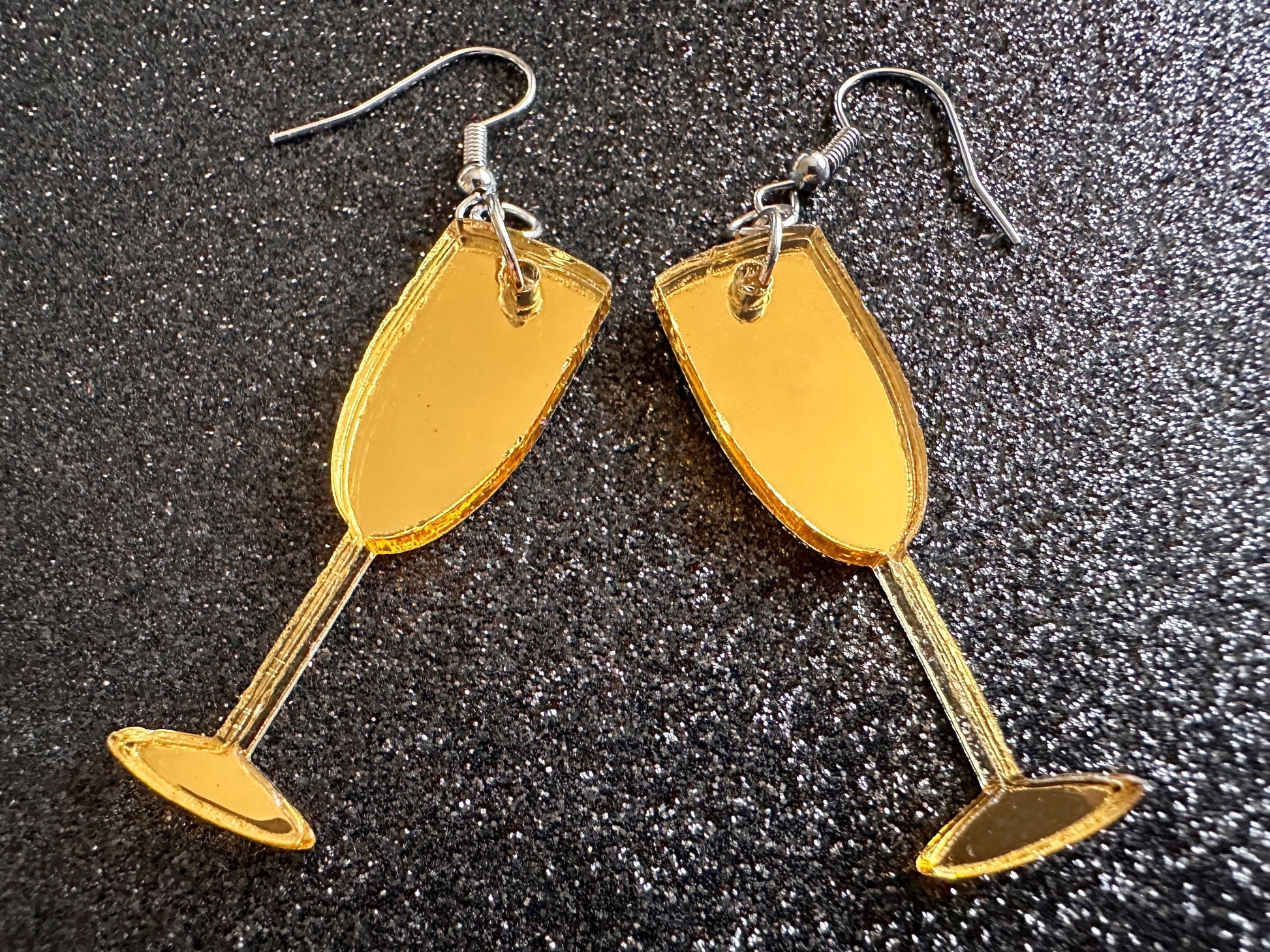 Champagne Earrings: Laser Cut Acrylic Champagne Glasses, NYE, Bling, New Year's Eve Party, Great Gatsby, Alcohol, Gifts for Her/Him/Them