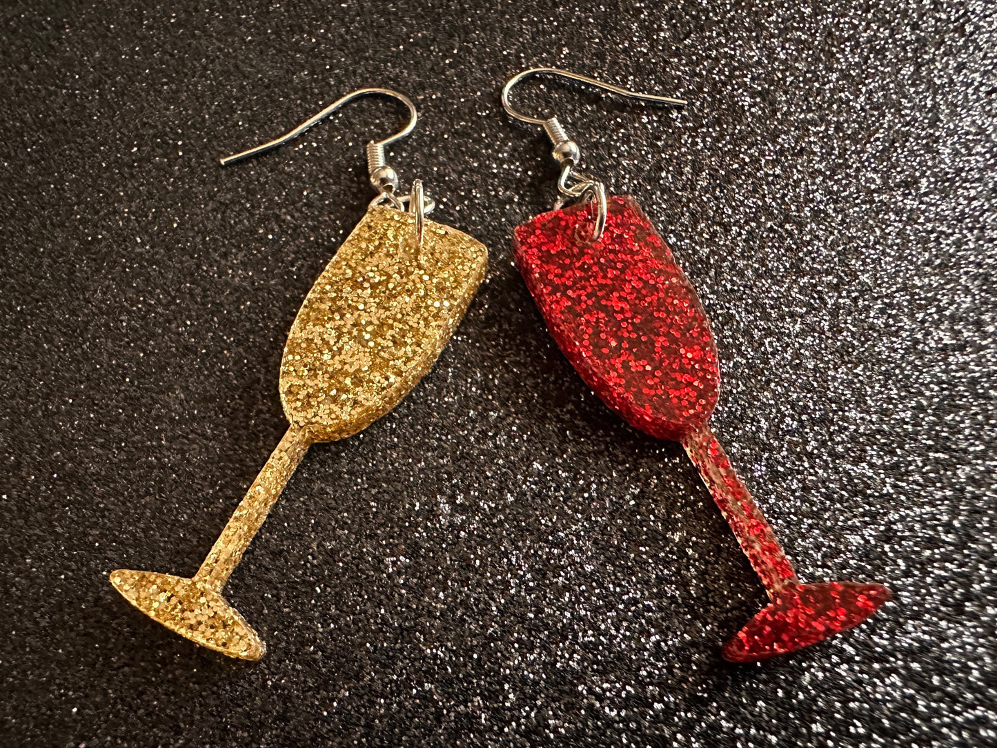 Champagne Earrings: Laser Cut Acrylic Champagne Glasses, NYE, Bling, New Year's Eve Party, Great Gatsby, Alcohol, Gifts for Her/Him/Them