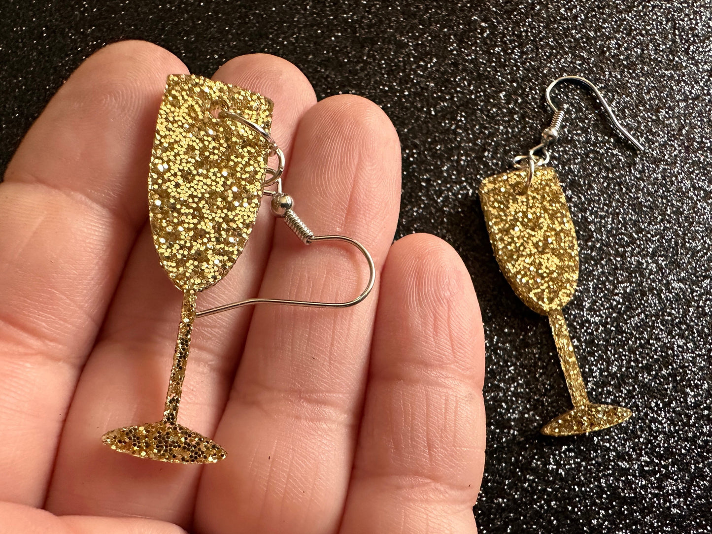 Champagne Earrings: Laser Cut Acrylic Champagne Glasses, NYE, Bling, New Year's Eve Party, Great Gatsby, Alcohol, Gifts for Her/Him/Them