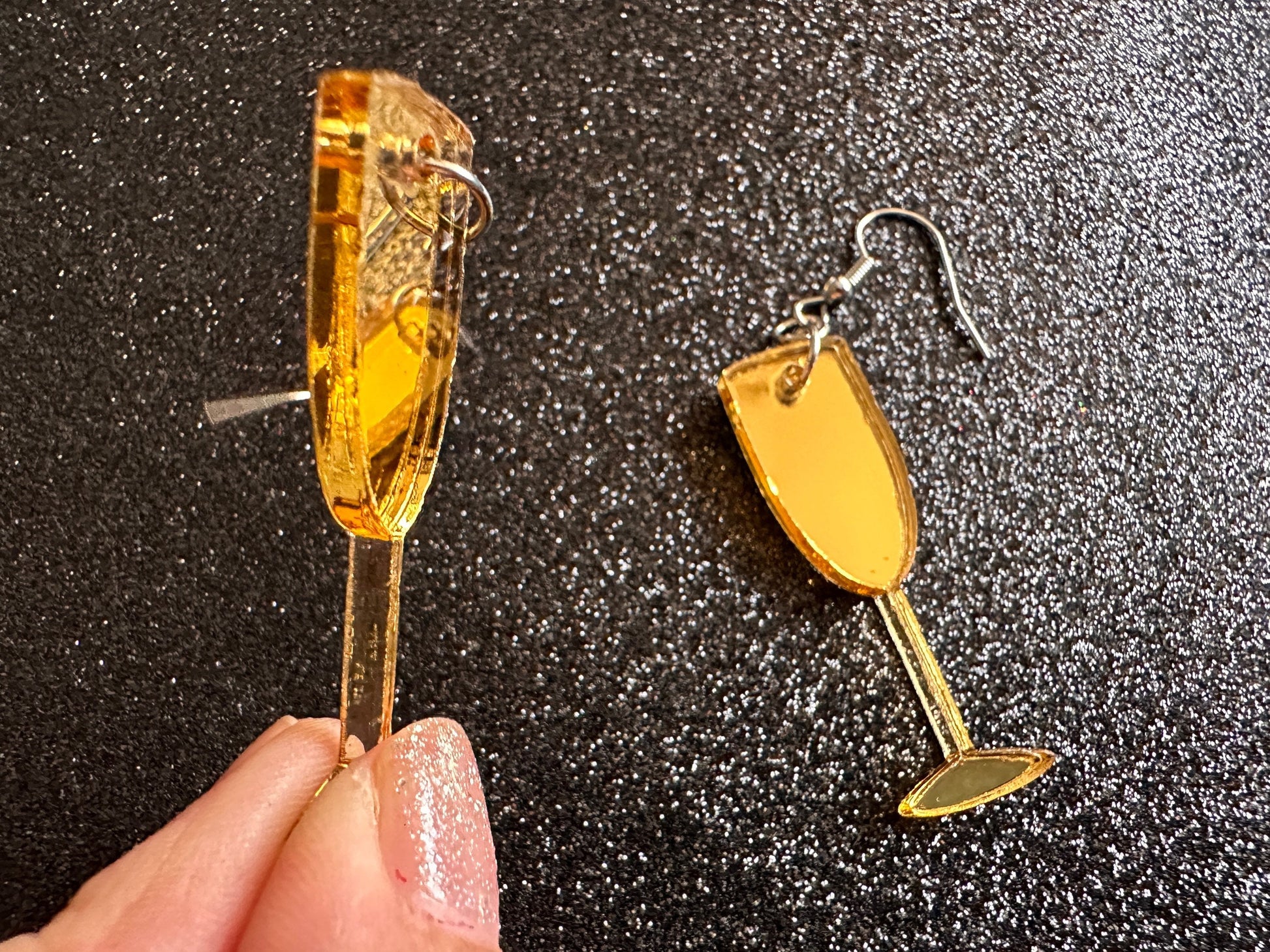 Champagne Earrings: Laser Cut Acrylic Champagne Glasses, NYE, Bling, New Year's Eve Party, Great Gatsby, Alcohol, Gifts for Her/Him/Them
