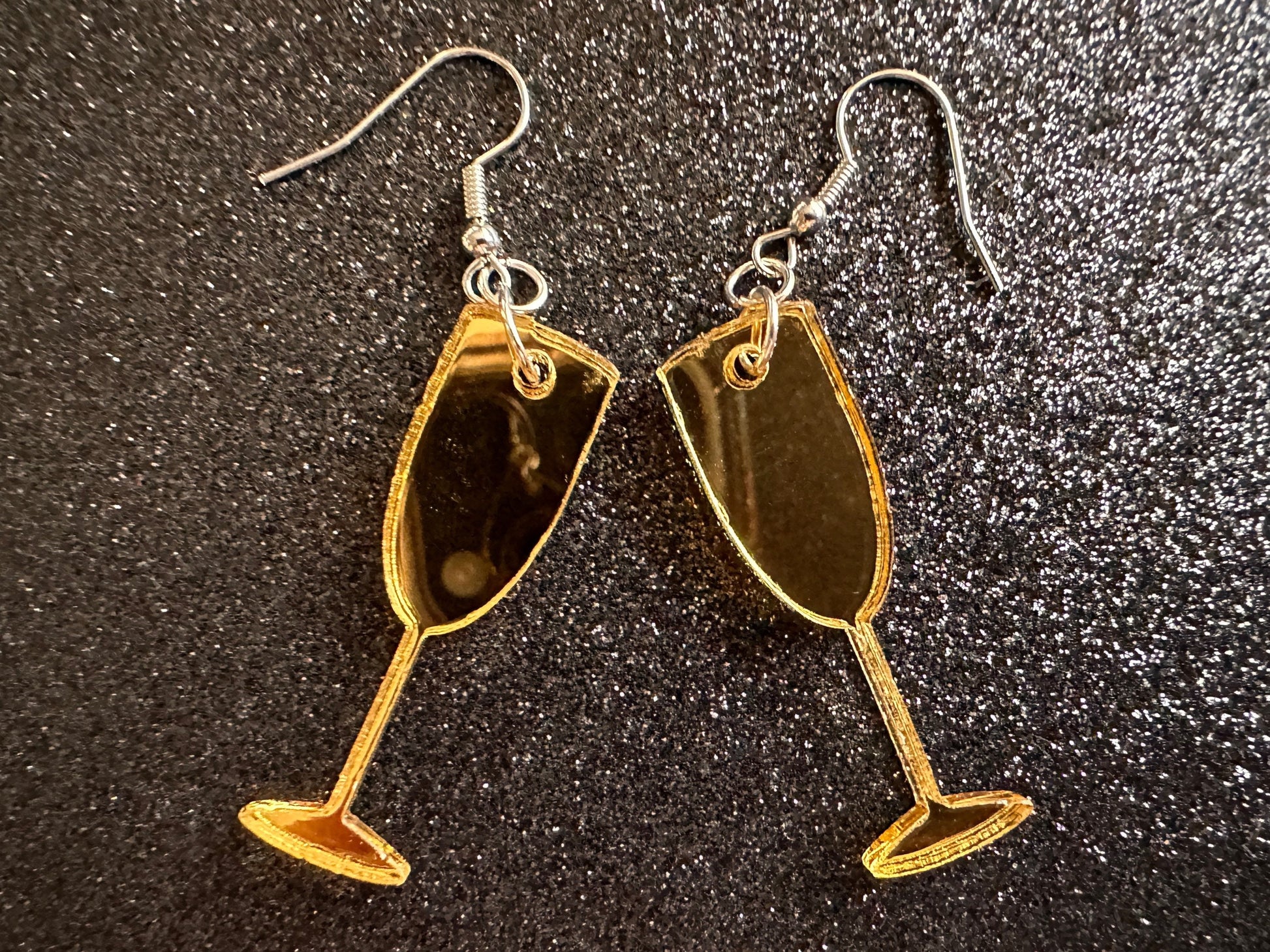 Champagne Earrings: Laser Cut Acrylic Champagne Glasses, NYE, Bling, New Year's Eve Party, Great Gatsby, Alcohol, Gifts for Her/Him/Them