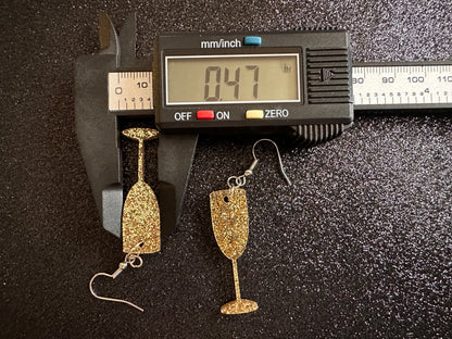 Champagne Earrings: Laser Cut Acrylic Champagne Glasses, NYE, Bling, New Year's Eve Party, Great Gatsby, Alcohol, Gifts for Her/Him/Them