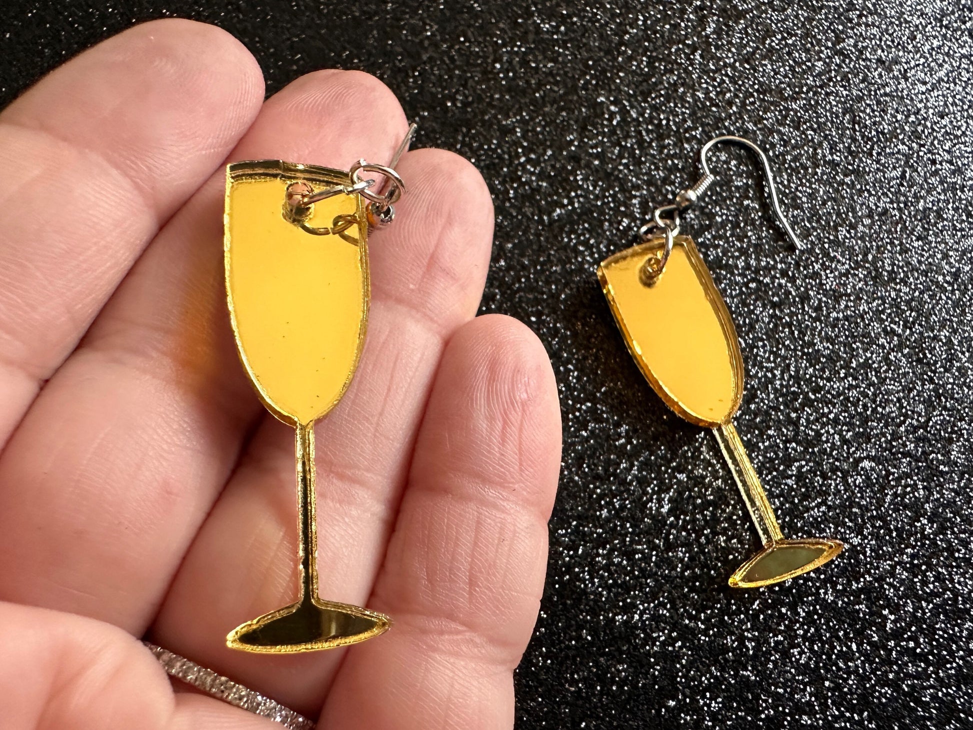 Champagne Earrings: Laser Cut Acrylic Champagne Glasses, NYE, Bling, New Year's Eve Party, Great Gatsby, Alcohol, Gifts for Her/Him/Them