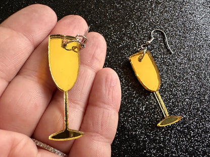 Champagne Earrings: Laser Cut Acrylic Champagne Glasses, NYE, Bling, New Year's Eve Party, Great Gatsby, Alcohol, Gifts for Her/Him/Them