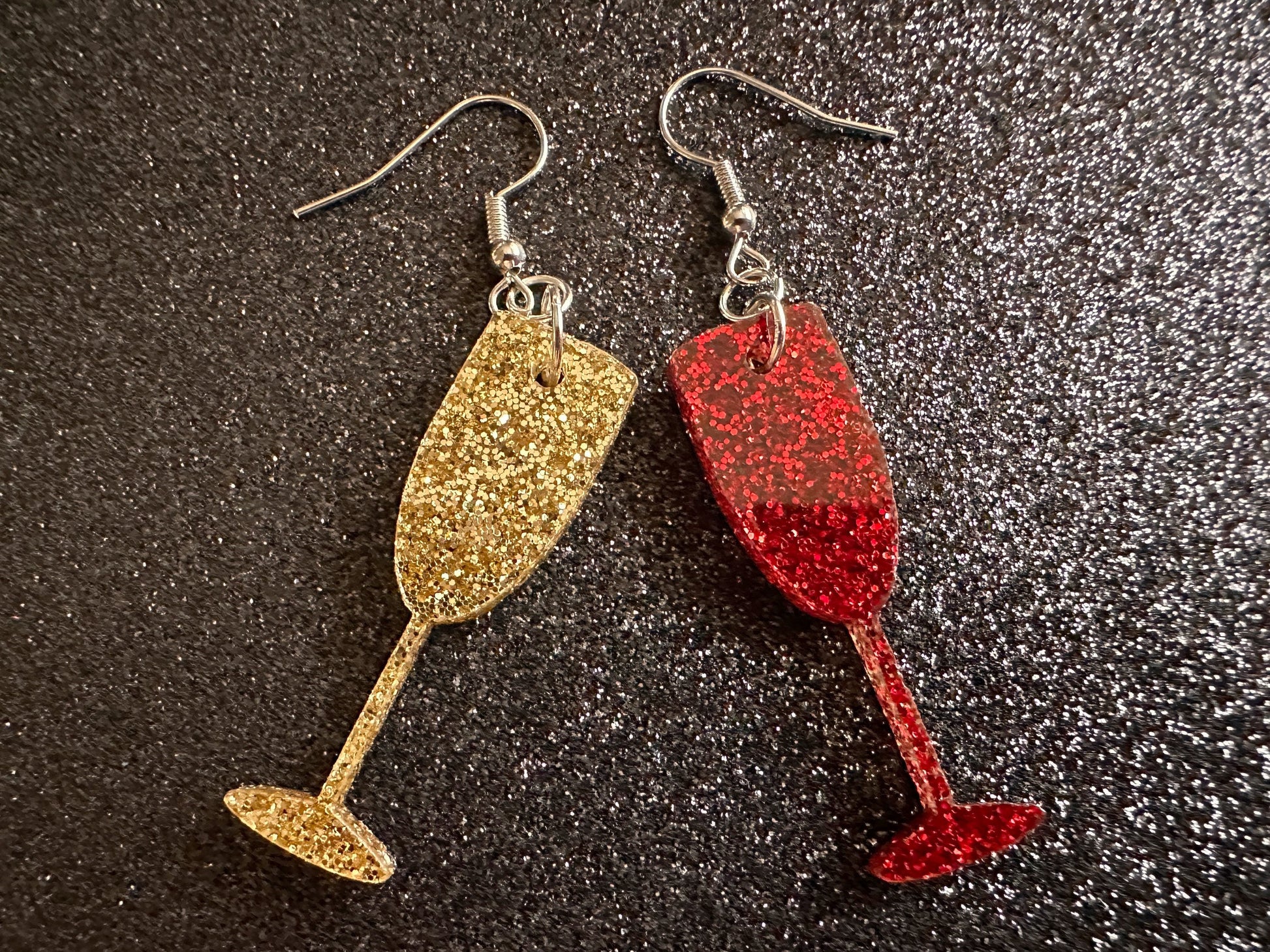 Champagne Earrings: Laser Cut Acrylic Champagne Glasses, NYE, Bling, New Year's Eve Party, Great Gatsby, Alcohol, Gifts for Her/Him/Them
