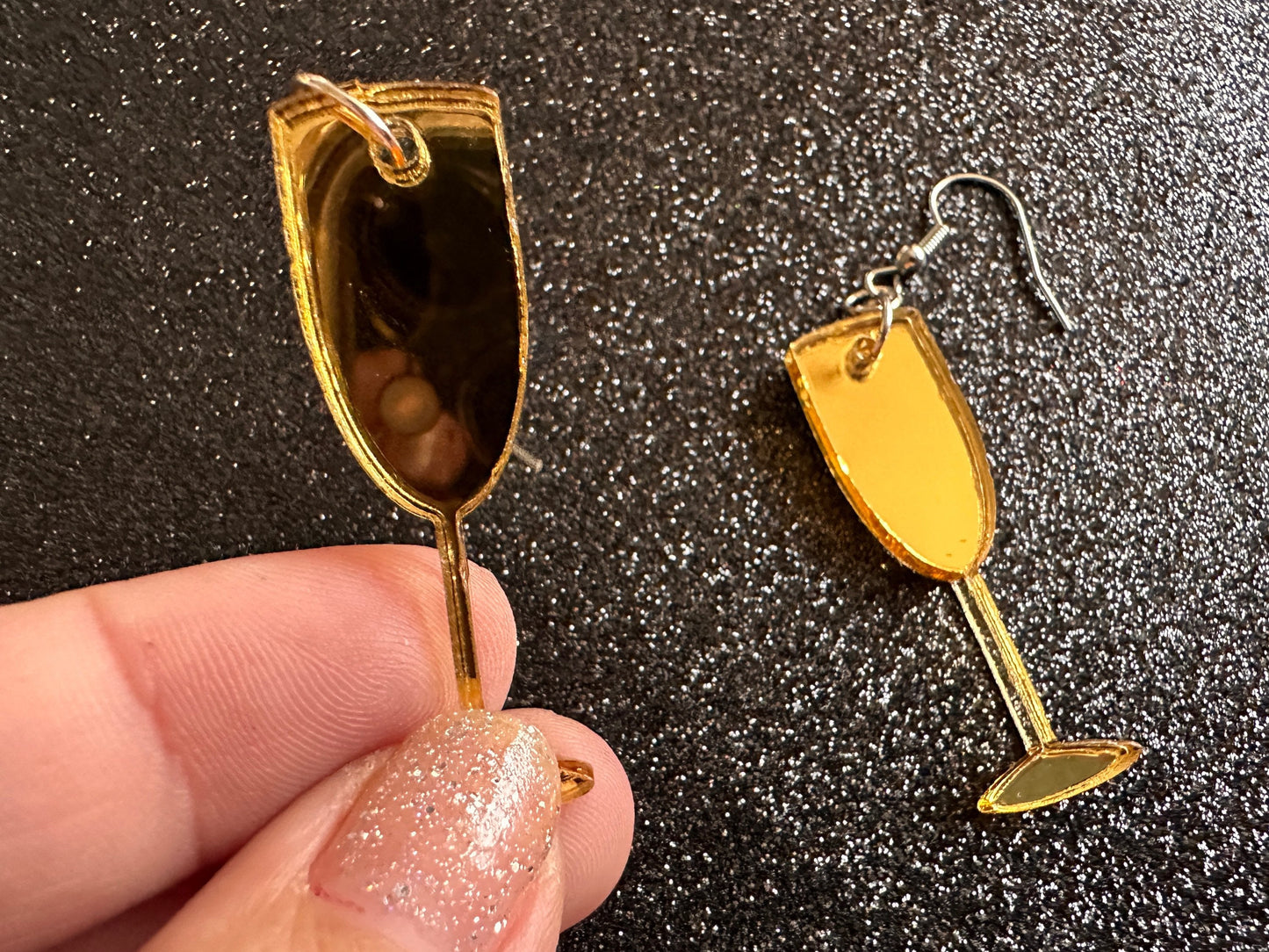 Champagne Earrings: Laser Cut Acrylic Champagne Glasses, NYE, Bling, New Year's Eve Party, Great Gatsby, Alcohol, Gifts for Her/Him/Them