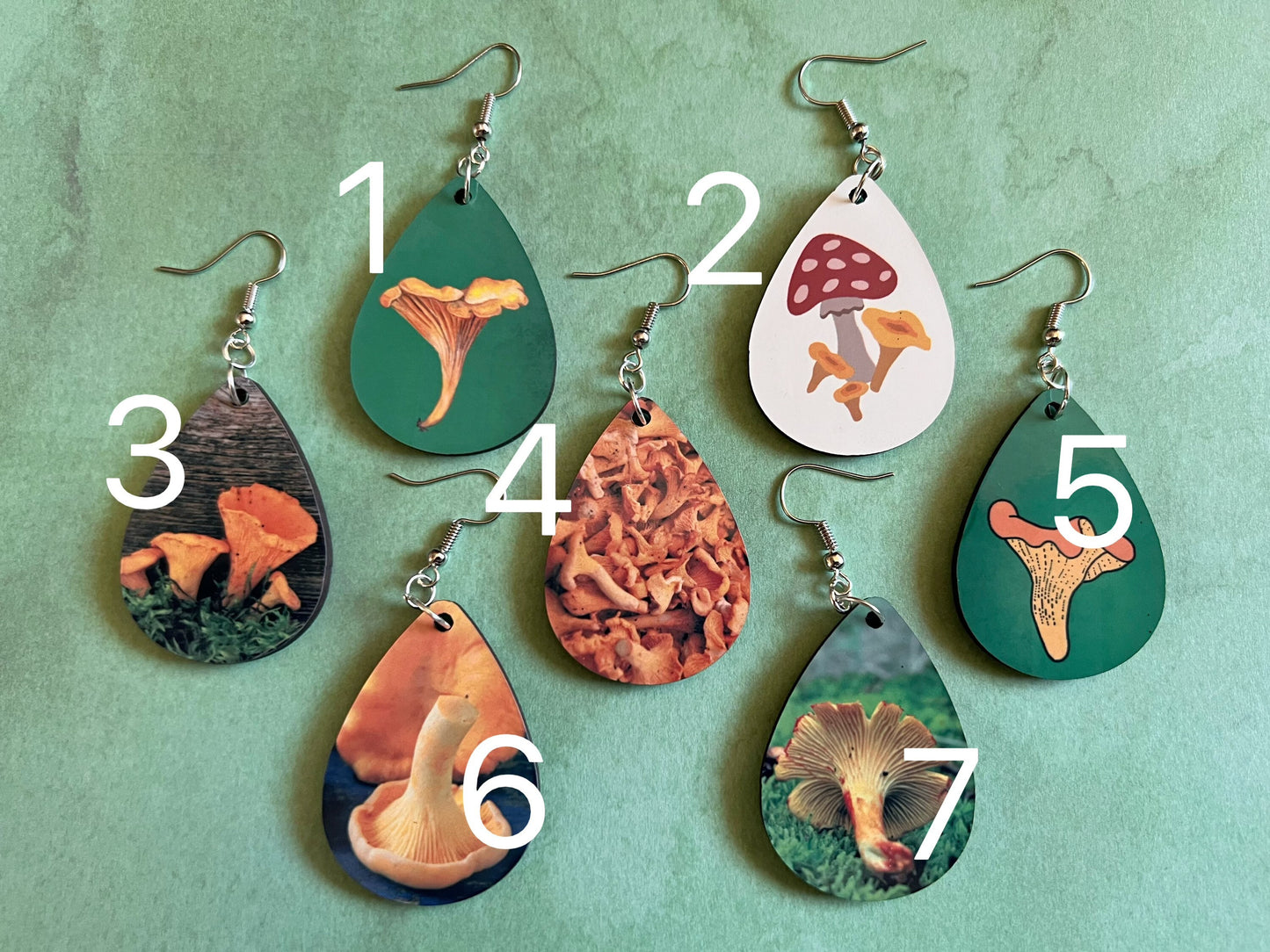 Chanterelle Mushroom Earrings: Mycology, Morel, Chanterelle, Bolete, Amanita Mushroom Earrings, Sublimated, Best Gifts for Her/Him/Them