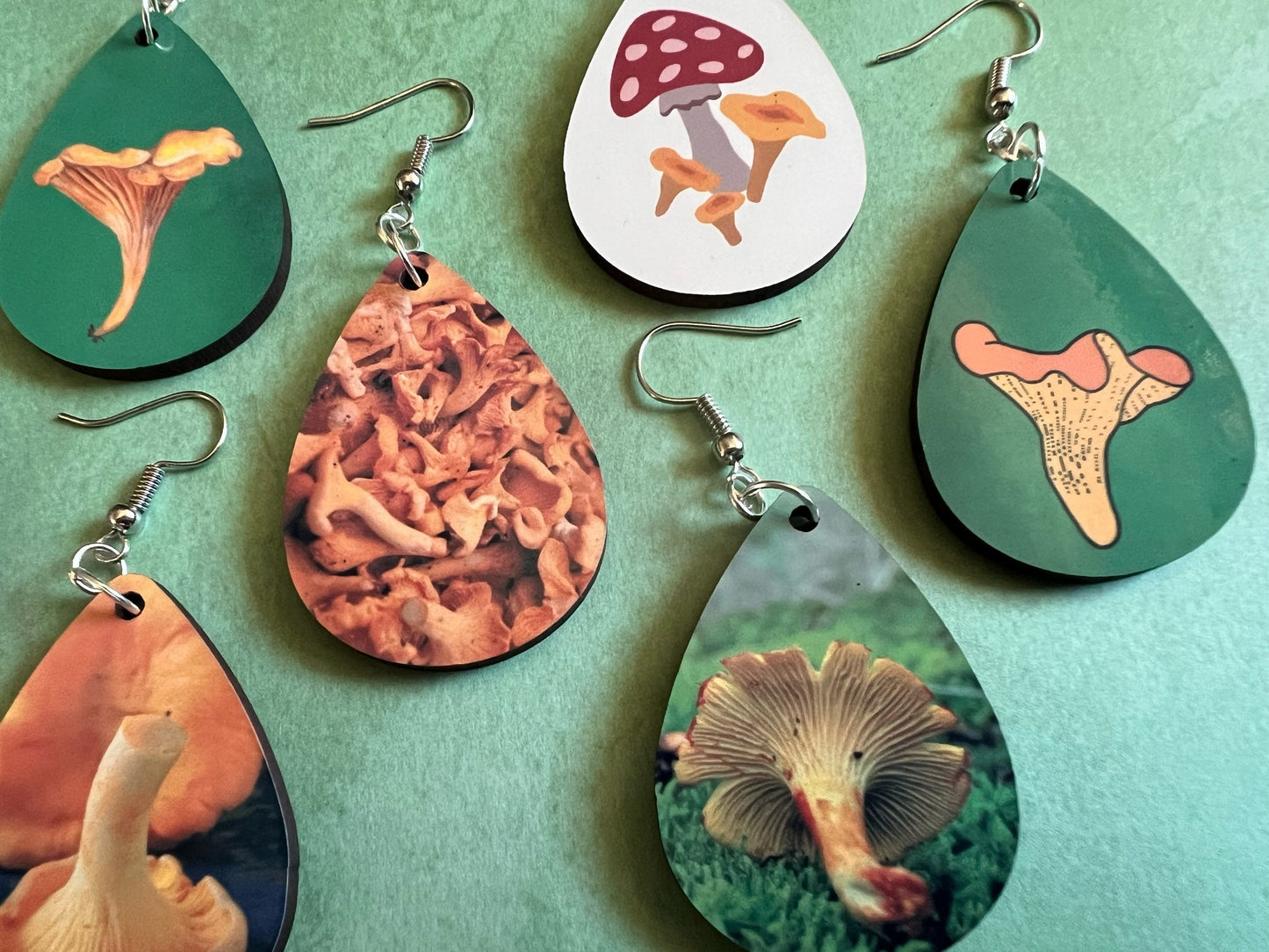 Chanterelle Mushroom Earrings: Mycology, Morel, Chanterelle, Bolete, Amanita Mushroom Earrings, Sublimated, Best Gifts for Her/Him/Them
