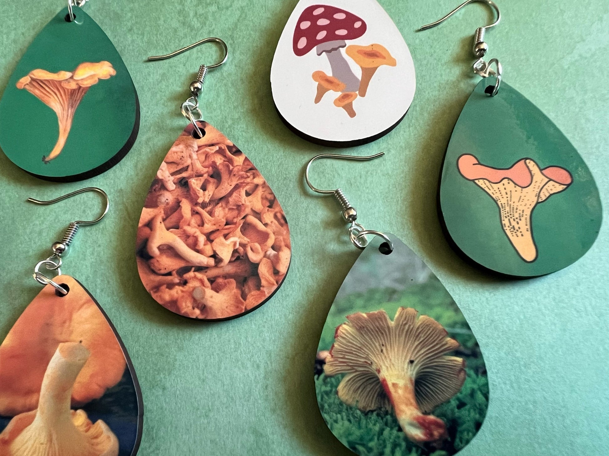 Chanterelle Mushroom Earrings: Mycology, Morel, Chanterelle, Bolete, Amanita Mushroom Earrings, Sublimated, Best Gifts for Her/Him/Them
