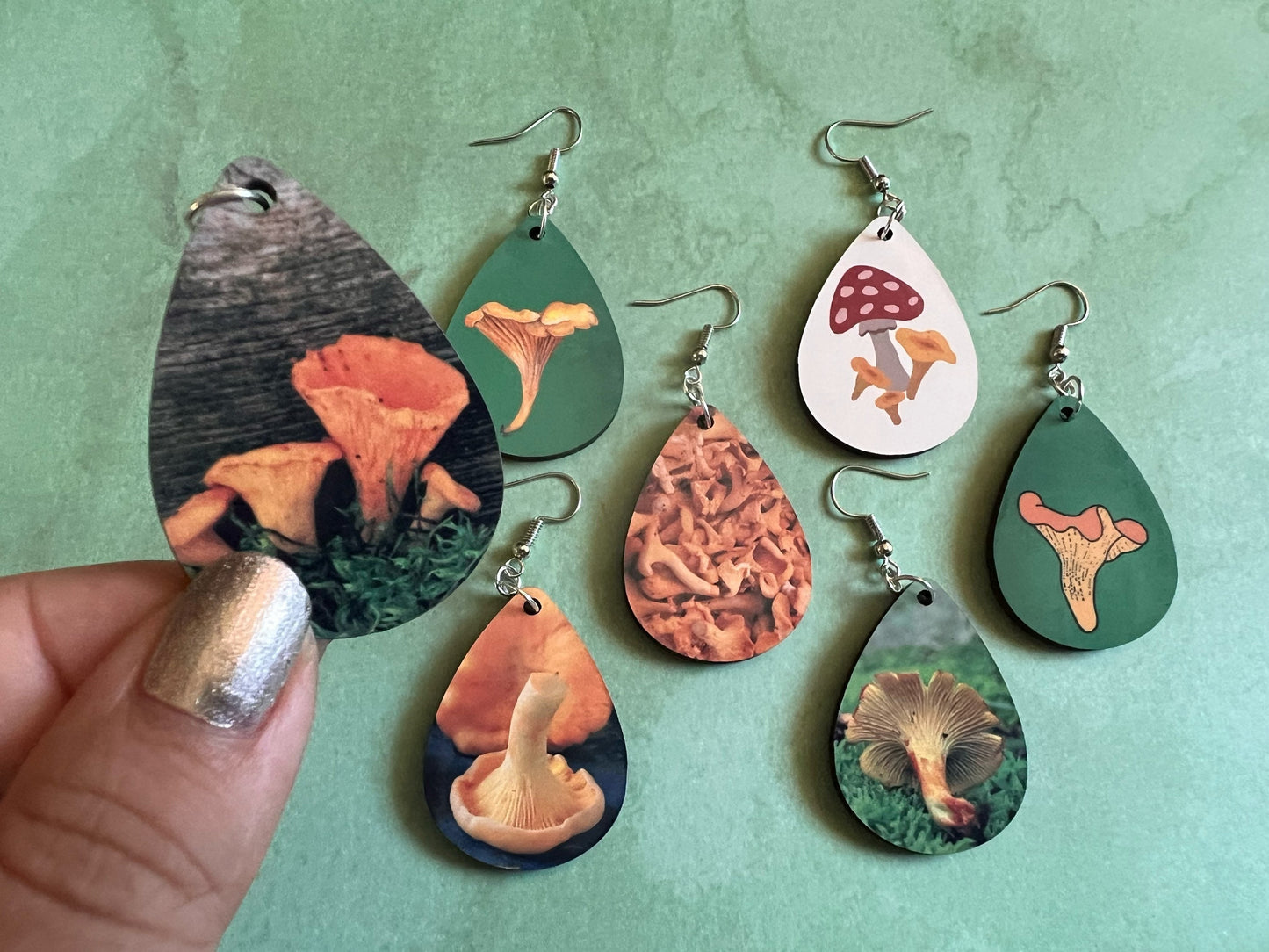 Chanterelle Mushroom Earrings: Mycology, Morel, Chanterelle, Bolete, Amanita Mushroom Earrings, Sublimated, Best Gifts for Her/Him/Them