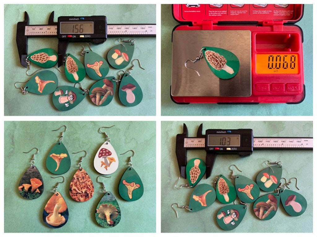 Chanterelle Mushroom Earrings: Mycology, Morel, Chanterelle, Bolete, Amanita Mushroom Earrings, Sublimated, Best Gifts for Her/Him/Them