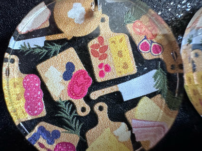Charcuterie Earrings: Laser Cut Acrylic Cheese Boards, Dairy, Figs, Salami Slices, Nuts, Food, Party, Best Gifts for Her/Him/Them