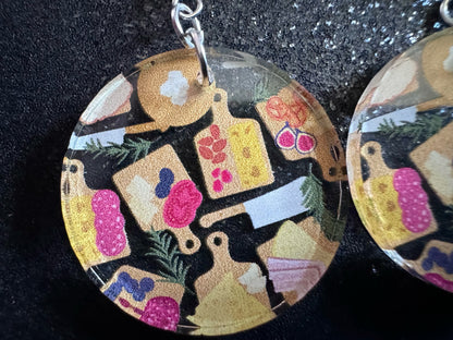 Charcuterie Earrings: Laser Cut Acrylic Cheese Boards, Dairy, Figs, Salami Slices, Nuts, Food, Party, Best Gifts for Her/Him/Them