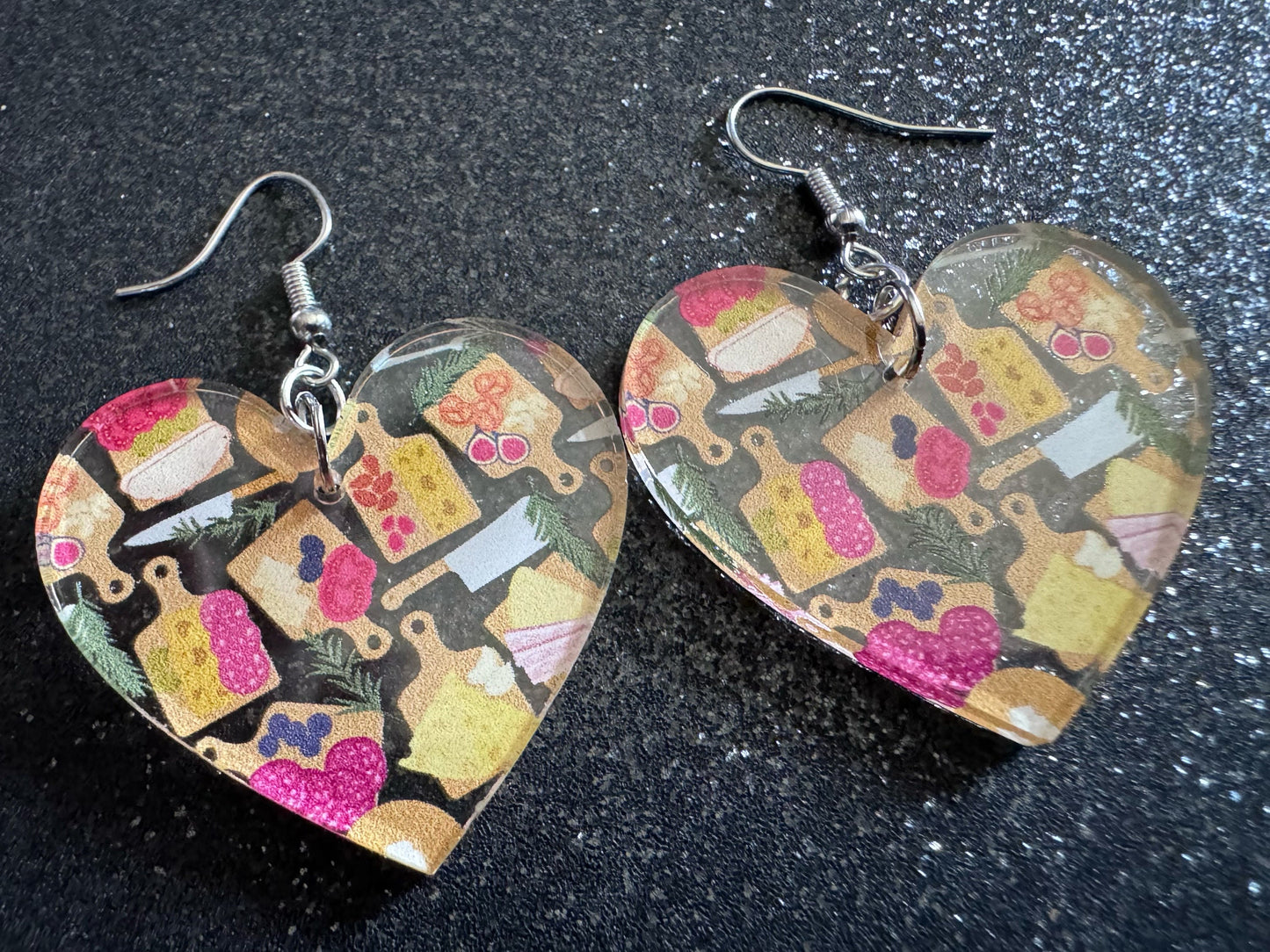 Charcuterie Earrings: Laser Cut Acrylic Cheese Boards, Dairy, Figs, Salami Slices, Nuts, Food, Party, Best Gifts for Her/Him/Them
