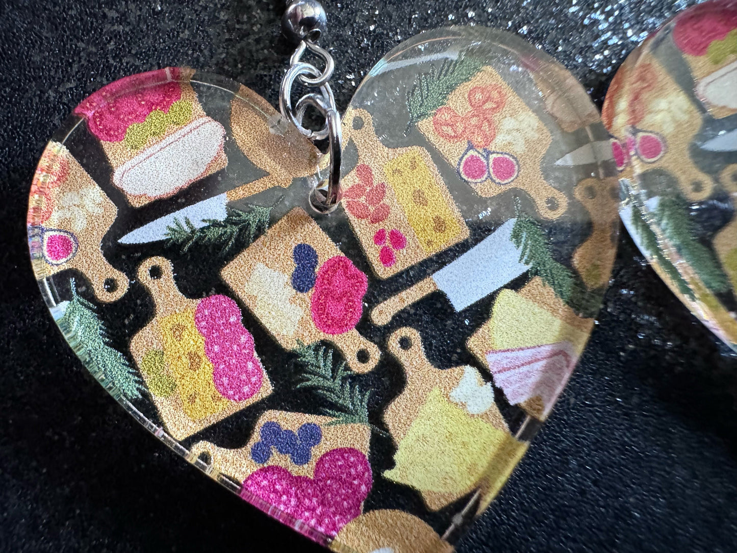Charcuterie Earrings: Laser Cut Acrylic Cheese Boards, Dairy, Figs, Salami Slices, Nuts, Food, Party, Best Gifts for Her/Him/Them