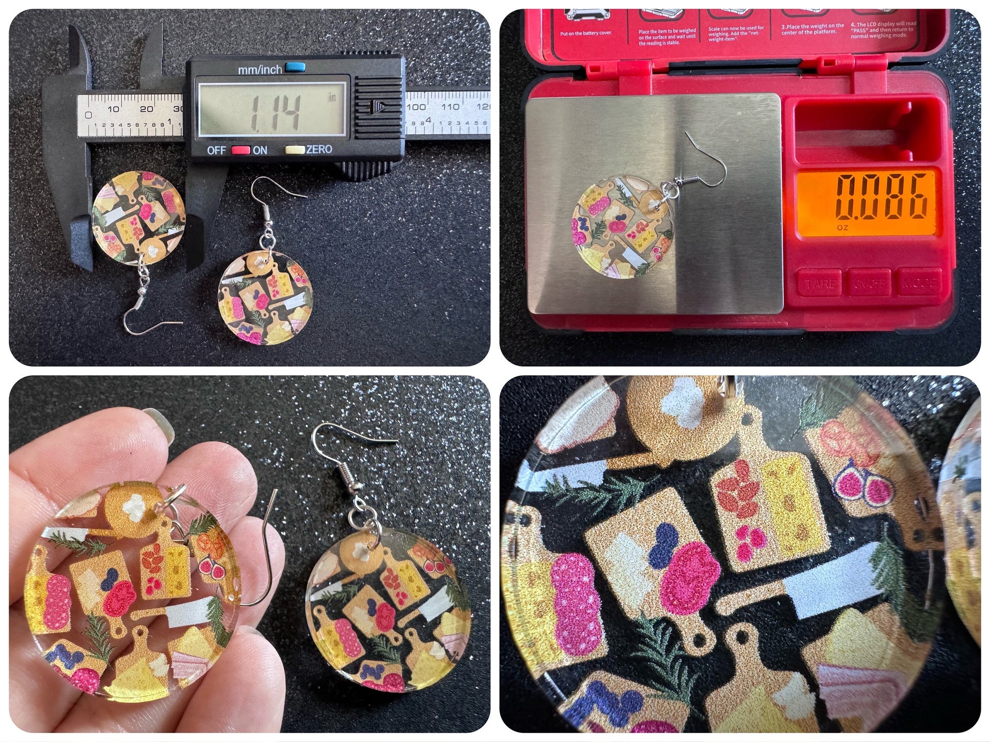 Charcuterie Earrings: Laser Cut Acrylic Cheese Boards, Dairy, Figs, Salami Slices, Nuts, Food, Party, Best Gifts for Her/Him/Them
