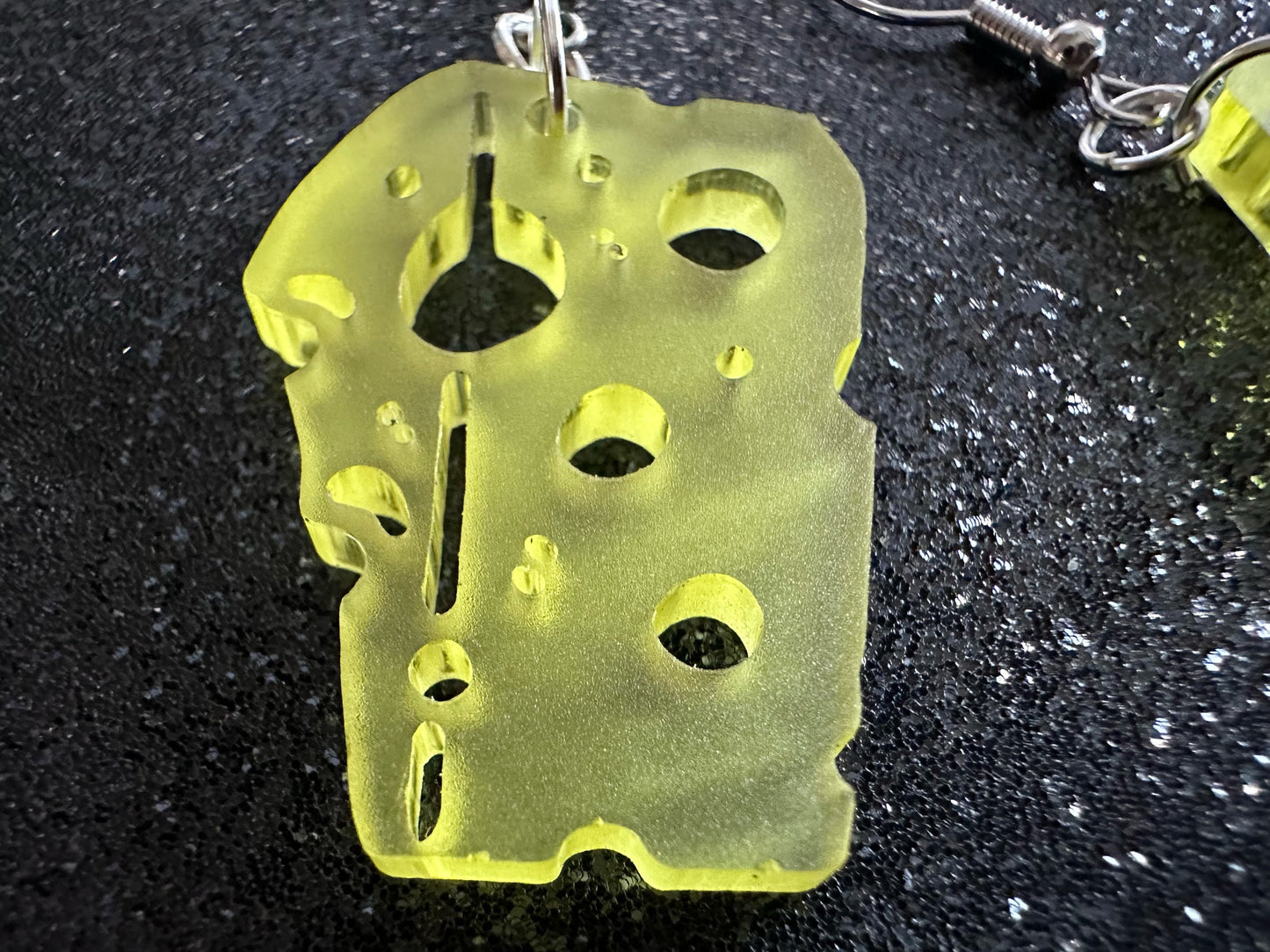 Cheese Earrings: Laser Cut Acrylic Cheese, Wheel of Cheese Slice, Dairy, Cow, Swiss Cheese, Slices, Food Earrings, Gifts for Her/Him/Them