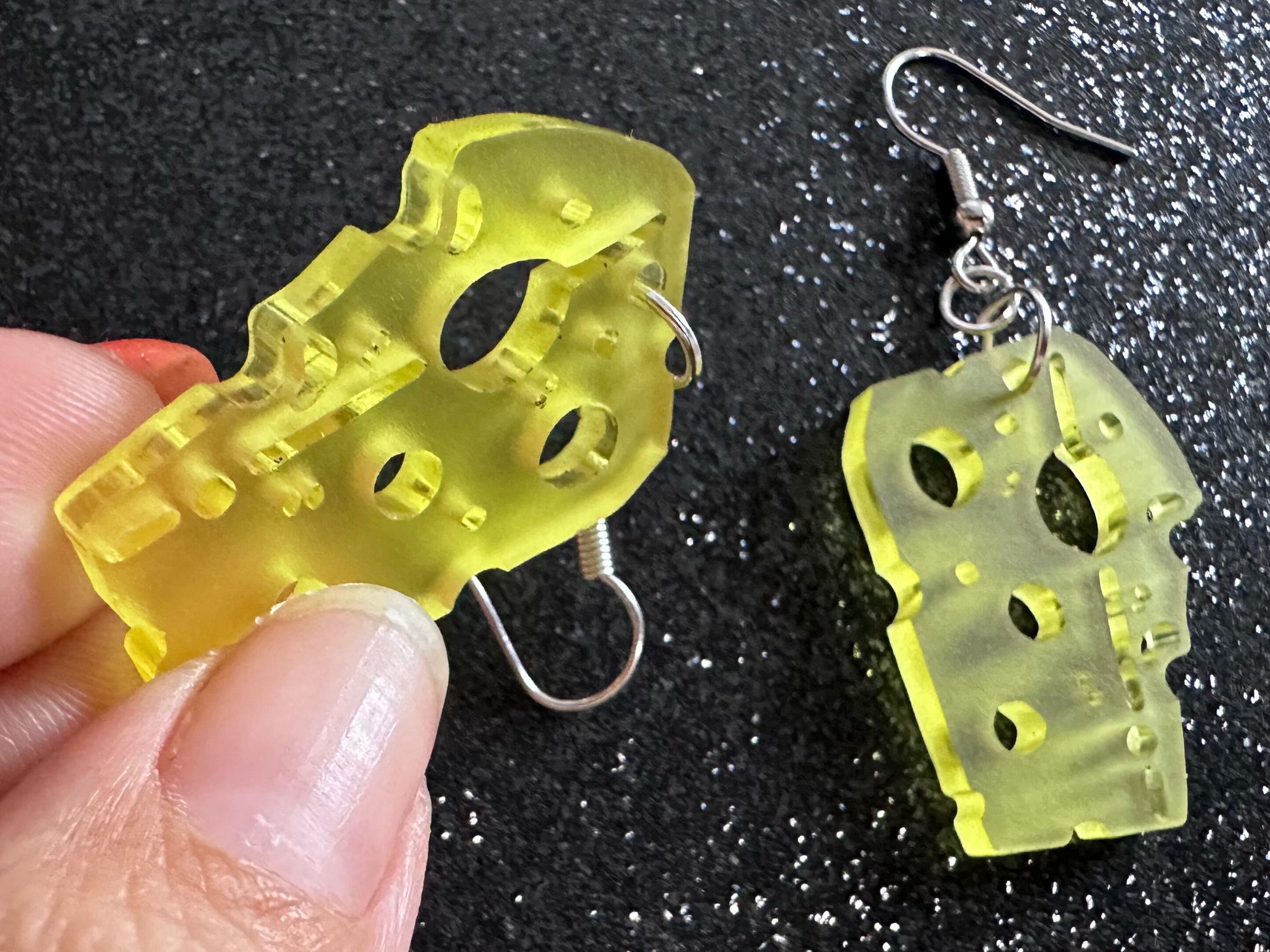 Cheese Earrings: Laser Cut Acrylic Cheese, Wheel of Cheese Slice, Dairy, Cow, Swiss Cheese, Slices, Food Earrings, Gifts for Her/Him/Them