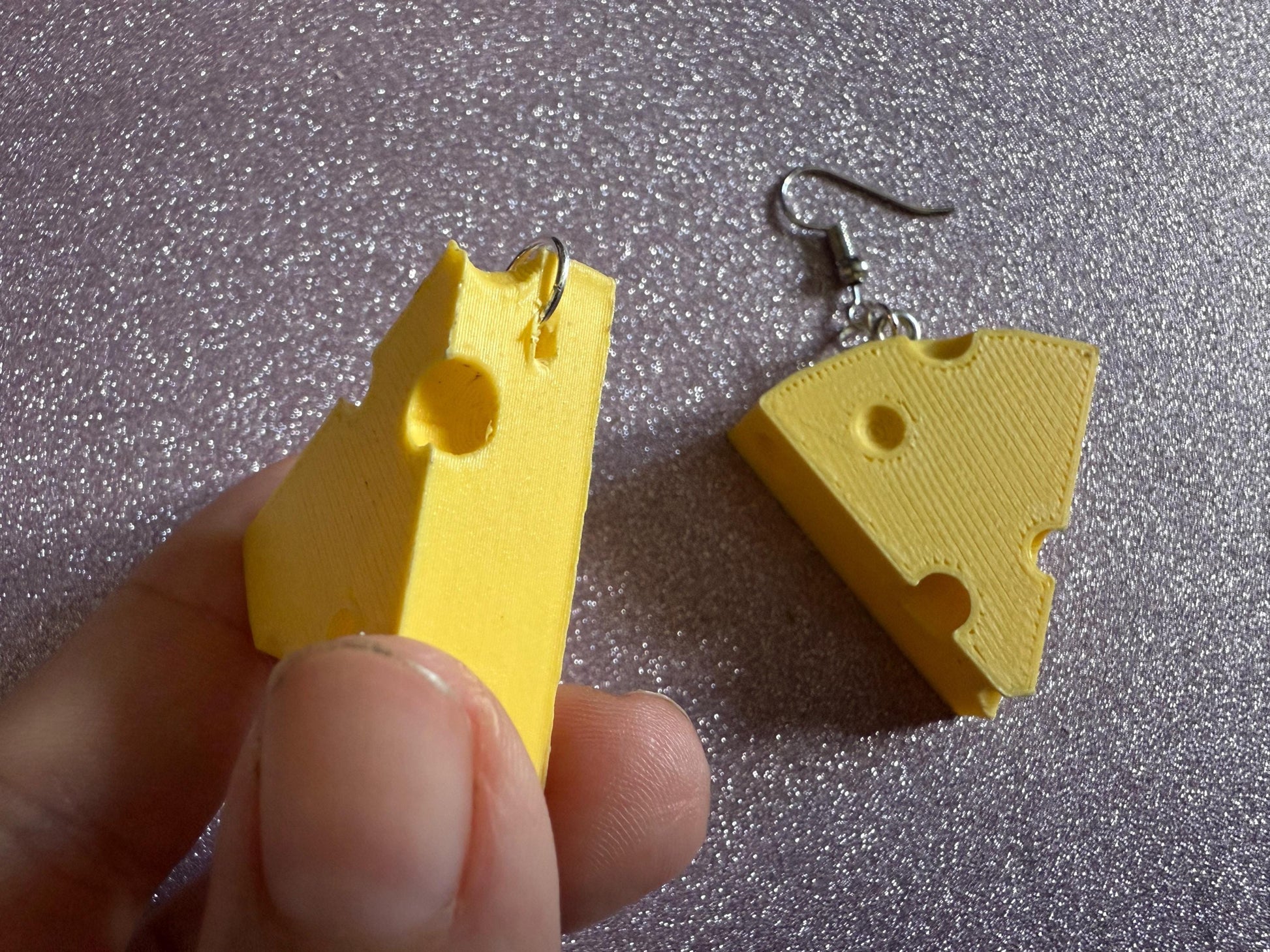Cheese Slice Earrings: 3D Printed Cheese, Dairy, Cow, Swiss Cheese, Slices, Food Earrings, Best Gifts for Her/Him/Them