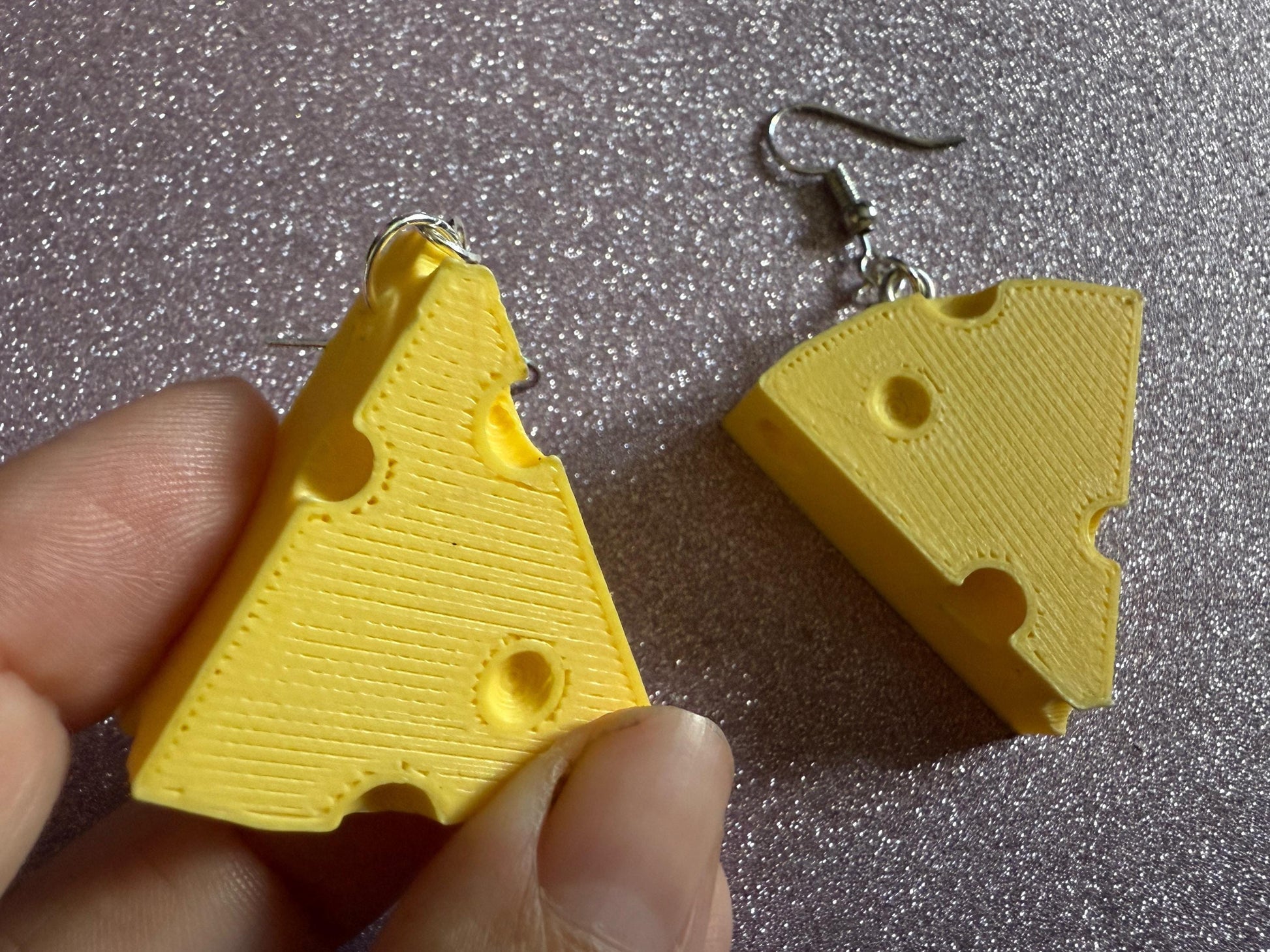Cheese Slice Earrings: 3D Printed Cheese, Dairy, Cow, Swiss Cheese, Slices, Food Earrings, Best Gifts for Her/Him/Them