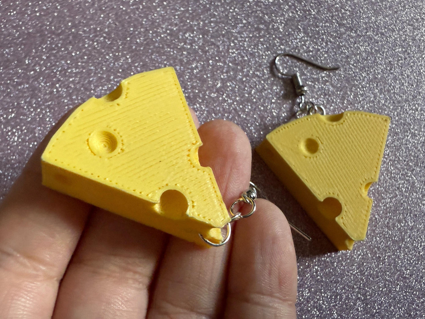 Cheese Slice Earrings: 3D Printed Cheese, Dairy, Cow, Swiss Cheese, Slices, Food Earrings, Best Gifts for Her/Him/Them